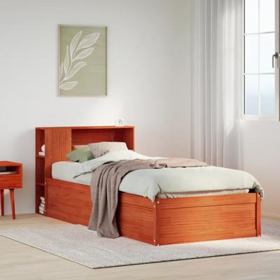 Bedframe zonder matras massief grenenhout wasbruin 75x190 cm
