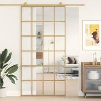 Schuifdeur 102,5x205 cm helder ESG-glas en aluminium goudkleur - thumbnail