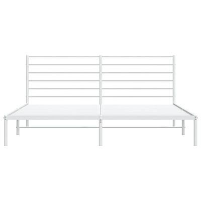 Bedframe met hoofdbord metaal wit 200x200 cm - thumbnail