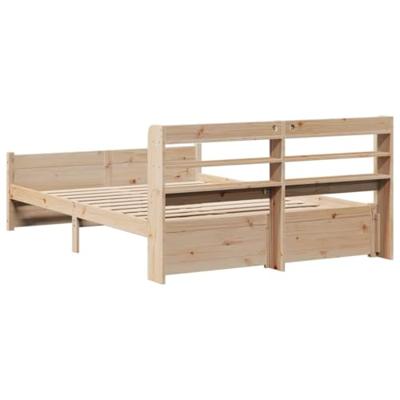 Bedframe met hoofdbord massief grenenhout 135x190 cm