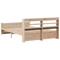 Bedframe met hoofdbord massief grenenhout 135x190 cm - thumbnail