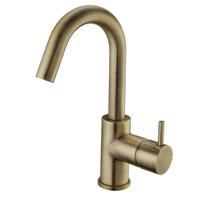 Salenzi Wastafelkraan Opbouw Giro Gebogen Gegalvaniseerd Geborsteld Messing Goud - thumbnail