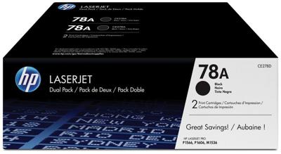 HP toner 78A, 2 100 pagina&apos;s, OEM CE278AD, zwart, duopack