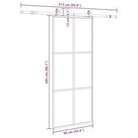 Schuifdeur met beslagset 90x205 cm ESG glas zwart - thumbnail