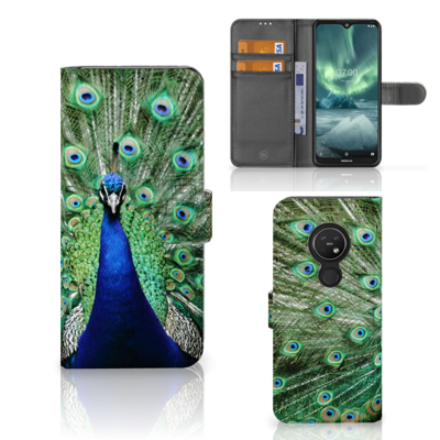 Nokia 7.2 | Nokia 6.2 | Telefoonhoesje | Met pasjeshouder | Pauw