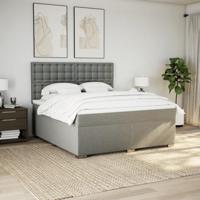 Boxspring met matras stof lichtgrijs 180x200 cm - thumbnail