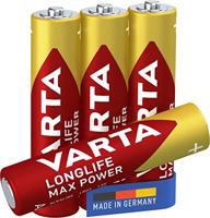 Varta Longlife Max Power AAA Micro LR03 Batterij (verpakking met 4 stuks) Alkaline Batterijenideaal voor speelgoed en dagelijks gebruikte apparaten, rood - thumbnail