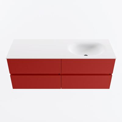 MONDIAZ VICA 130cm badmeubel onderkast Fire 4 lades. Wastafel MOON rechts 1 kraangat, kleur Talc.