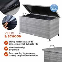 Polyrattan Kussenbox Grijs 122x56x61cm met wielen - thumbnail