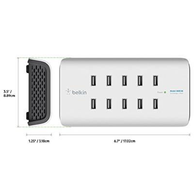 Belkin RockStar USB-laadstation 120 W 10x USB-A Wit, Zwart Binnen