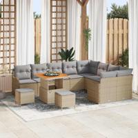 Tuinbankenset met kussen 12 pcs Beige poly rattan - thumbnail