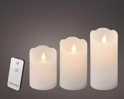Lumineo LED Waving Kaarsen + Afstandsbediening 3 Stuks Wit