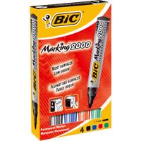 Bic permanent marker 2000, doos met 4 stuks in geassorteerde kleuren - thumbnail