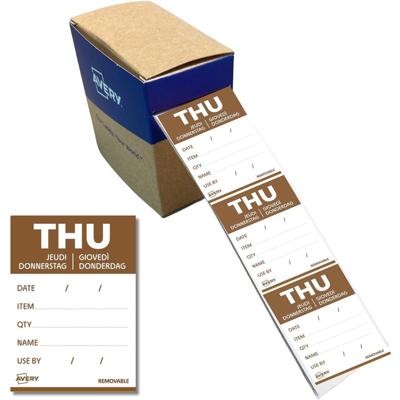 Etiket Avery HACCP donderdag-bruin 40x56mm 500st