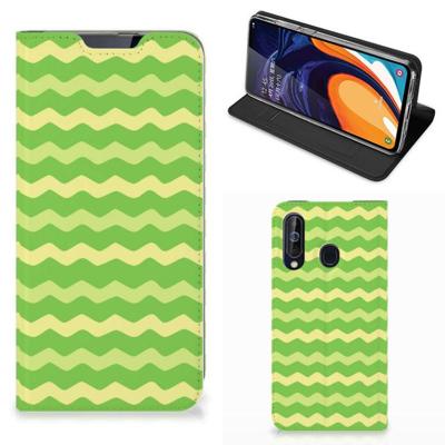 Samsung Galaxy A60 | Hoesje met Magneet | Waves Green Samsung Galaxy A60 | Hoesje met Magneet | Waves Green