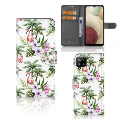 Samsung Galaxy A12 | Telefoonhoesje | Met pasjeshouder | Flamingo Palms Samsung Galaxy A12 | Telefoonhoesje | Met pasjeshouder | Flamingo Palms