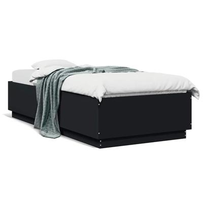 Bedframe bewerkt hout zwart 100x200 cm - thumbnail