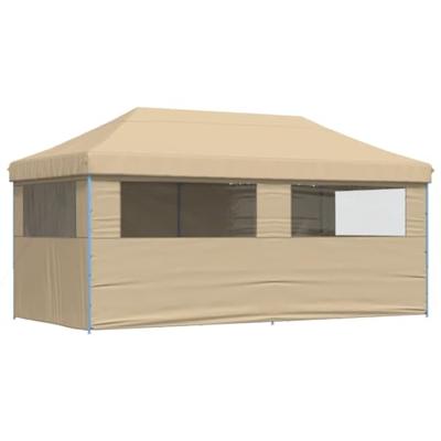 Partytent inklapbaar pop-up met 4 zijwanden beige Partytent inklapbaar pop-up met 4 zijwanden beige