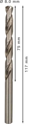 Bosch Accessories 2608595072 HSS Metaal-spiraalboor 8 mm Gezamenlijke lengte 117 mm Geslepen DIN 338 Cilinderschacht 5 stuk(s)