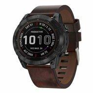 By Qubix - Leren bandje - Bruin - Compatible met Garmin Instinct 3-50mm - Compatible Garmin bandje