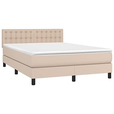 Boxspring met matras en LED kunstleer cappuccinokleur 140x190cm
