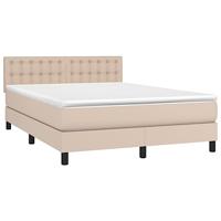 Boxspring met matras en LED kunstleer cappuccinokleur 140x190cm - thumbnail