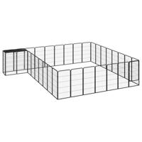 Hondenkennel 34 panelen 50x100 cm gepoedercoat staal zwart - thumbnail