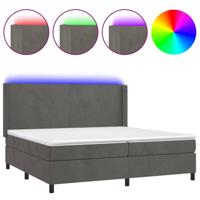 Boxspring met matras en LED fluweel donkergrijs 200x200 cm - thumbnail