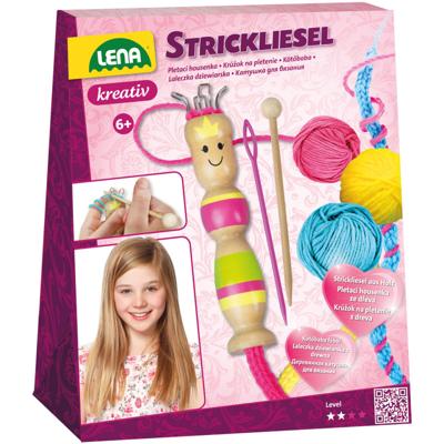 Lena punnikset meisjes hout/wol roze/geel/blauw 6 delig