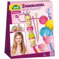 Lena punnikset meisjes hout/wol roze/geel/blauw 6 delig - thumbnail