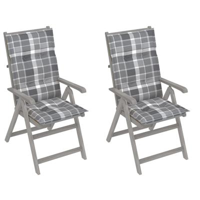 vidaXL Tuinstoelen 2 st verstelbaar met kussens massief acaciahout