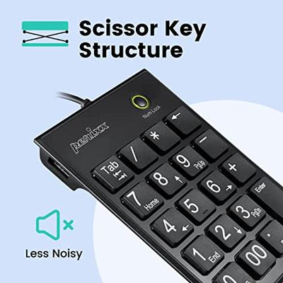 Perixx PERIPAD-202 C H Numeriek toetsenbord Kabelgebonden USB-hub Zwart