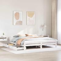 Bedframe zonder matras massief grenenhout wit 180x200 cm - thumbnail