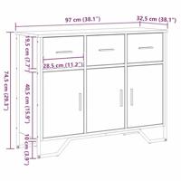 Dressoir artisanaal eikenkleurig 97 x 32.5 x 74.5 cm - thumbnail