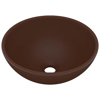 Wastafel rond 32,5x14 cm keramiek mat donkerbruin Wastafel rond 32,5x14 cm keramiek mat donkerbruin