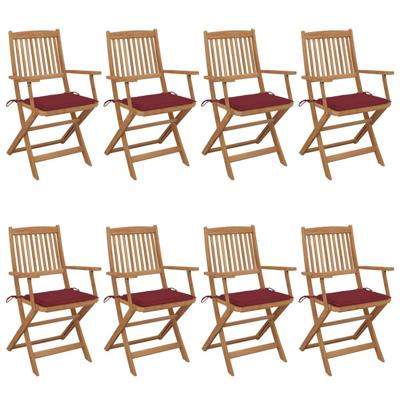 Tuinstoelen 8 st inklapbaar met kussens massief acaciahout