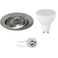 LED Inbouwspot Set GU10 - Mat Nikkel - 8W - Koud Wit 6400K - Kantelbaar - thumbnail