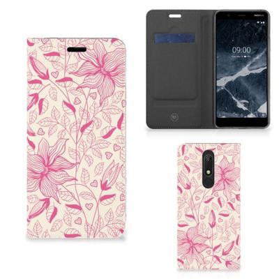 Nokia 5.1 (2018) Smart Cover Pink Flowers Nokia 5.1 (2018) Smart Cover Pink Flowers