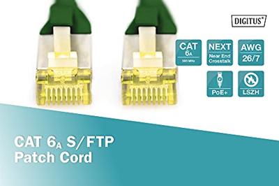 Digitus DK-1644-A-0025/G RJ45 Netwerkkabel, patchkabel CAT 6A S/FTP 0.25 m Groen Halogeenvrij, Verdraaide paren, Snagless, Vlambestendig 1 stuk(s)