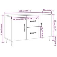 Dressoir 100x36x60 cm bewerkt hout oud houtkleurig - thumbnail