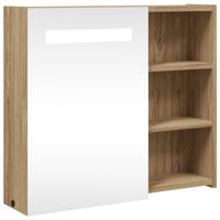 Badkamerkast met spiegel en LED 60x13x52 cm eikenkleurig - thumbnail