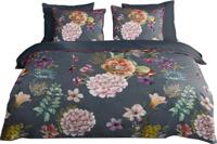 Descanso Dekbedovertrek "bloemen" - Antraciet - (200x200/220 cm) - Biologisch Katoen satijn - thumbnail