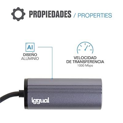 Adapter USB naar Netwerk RJ45 iggual Gigabit