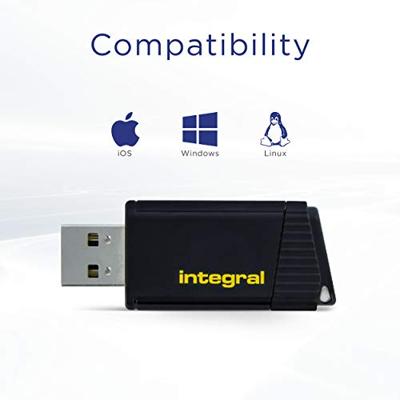 Integral Pulse USB 2.0 stick, 64 GB, zwart/geel