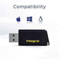 Integral Pulse USB 2.0 stick, 64 GB, zwart/geel - thumbnail
