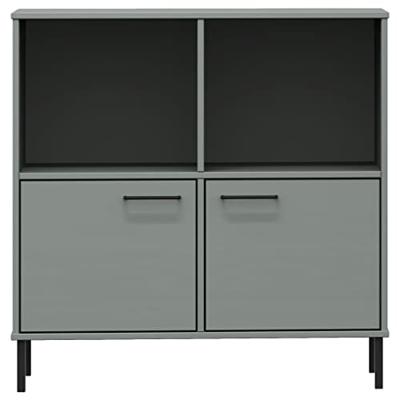 Boekenkast met metalen poten OSLO 90x35x90,5 cm hout grijs