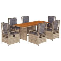 7-delige Tuinset met kussens poly rattan beige - thumbnail