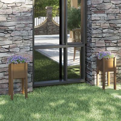 Plantenbakken 2 st 31x31x70 cm massief grenenhout honingbruin Plantenbakken 2 st 31x31x70 cm massief grenenhout honingbruin