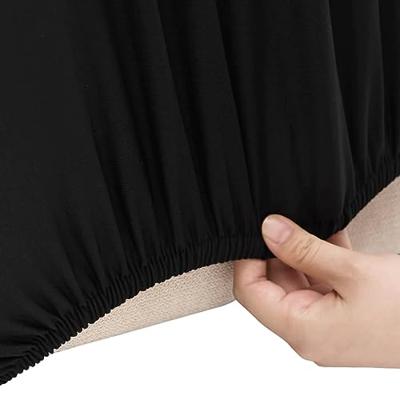 VidaXL Vierzitsbankhoes stretch polyester jersey zwart VidaXL Vierzitsbankhoes stretch polyester jersey zwart