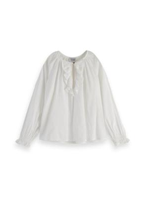 Relaxed-fit ruffled top